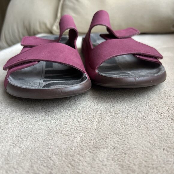 ECCO 2ND Cozmo Morillo Burgundy 2 Band Slide Flat Sandals Women EU 38 US 7-7.5 - Picture 11 of 16